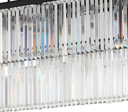 Retro Palladium Glass Fringe Rectangular Chandelier Chandeliers Lighting 47'' Wide
