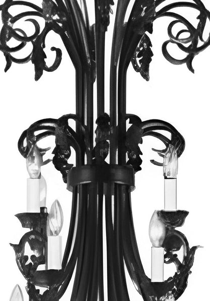 Large Foyer / Entryway Wrought Iron Chandelier 50" Inches Tall H50" X W30"