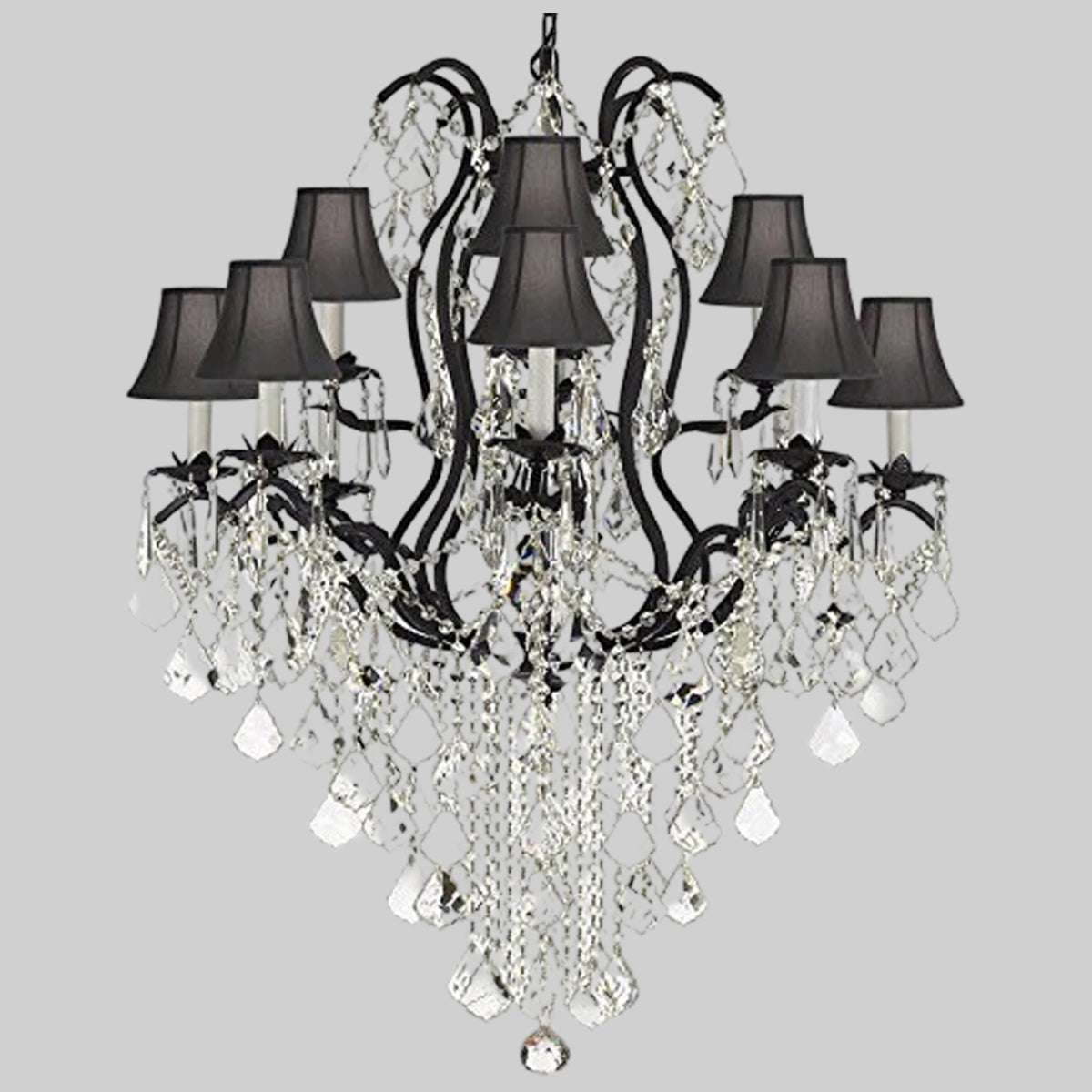 Wrought Iron Chandelier Crystal Chandeliers Lighting With Black Shades Great For Dining Room Entryway / Foyer Or Living Room&nbsp;