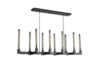 Elevate Your Space with Vintage Charm Corsica Linear Chandelier 55"  Vintage Barn Metal Chandelier, Ideal for Industrial Loft Rustic Lighting in the Living Room, Dining Room, Kitchen, and More