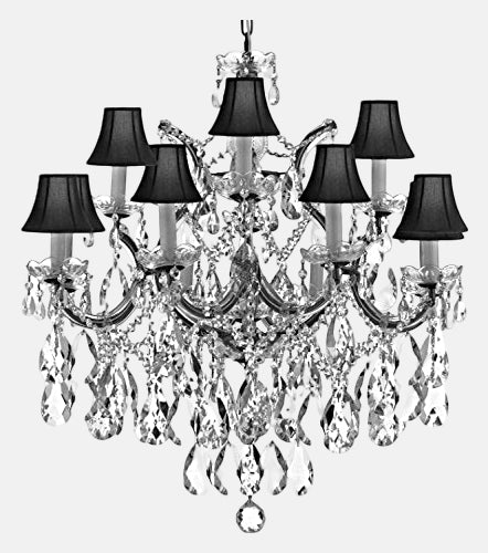 Swarovski Crystal Trimmed Maria Theresa Chandelier Lights Fixture Pendant Ceiling Lamp Dressed with Large, Luxe Crystals! Good for Dining Room, Foyer, Entryway, Family Room, Bedroom, Living Room and More!