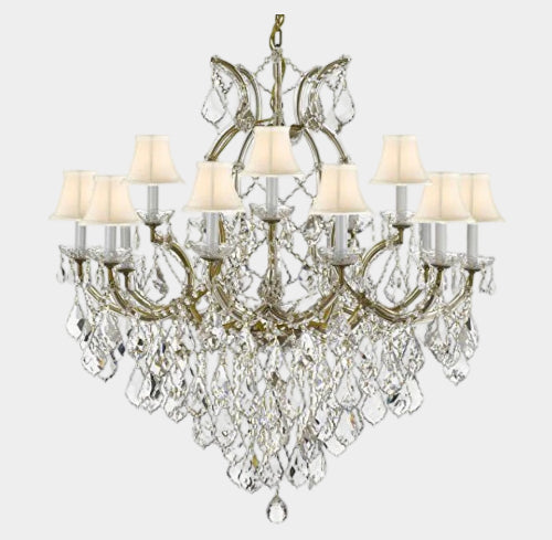 Swarovski Crystal Trimmed Chandelier Maria Theresa Empress Crystal (Tm) Chandelier Lighting With White Shades