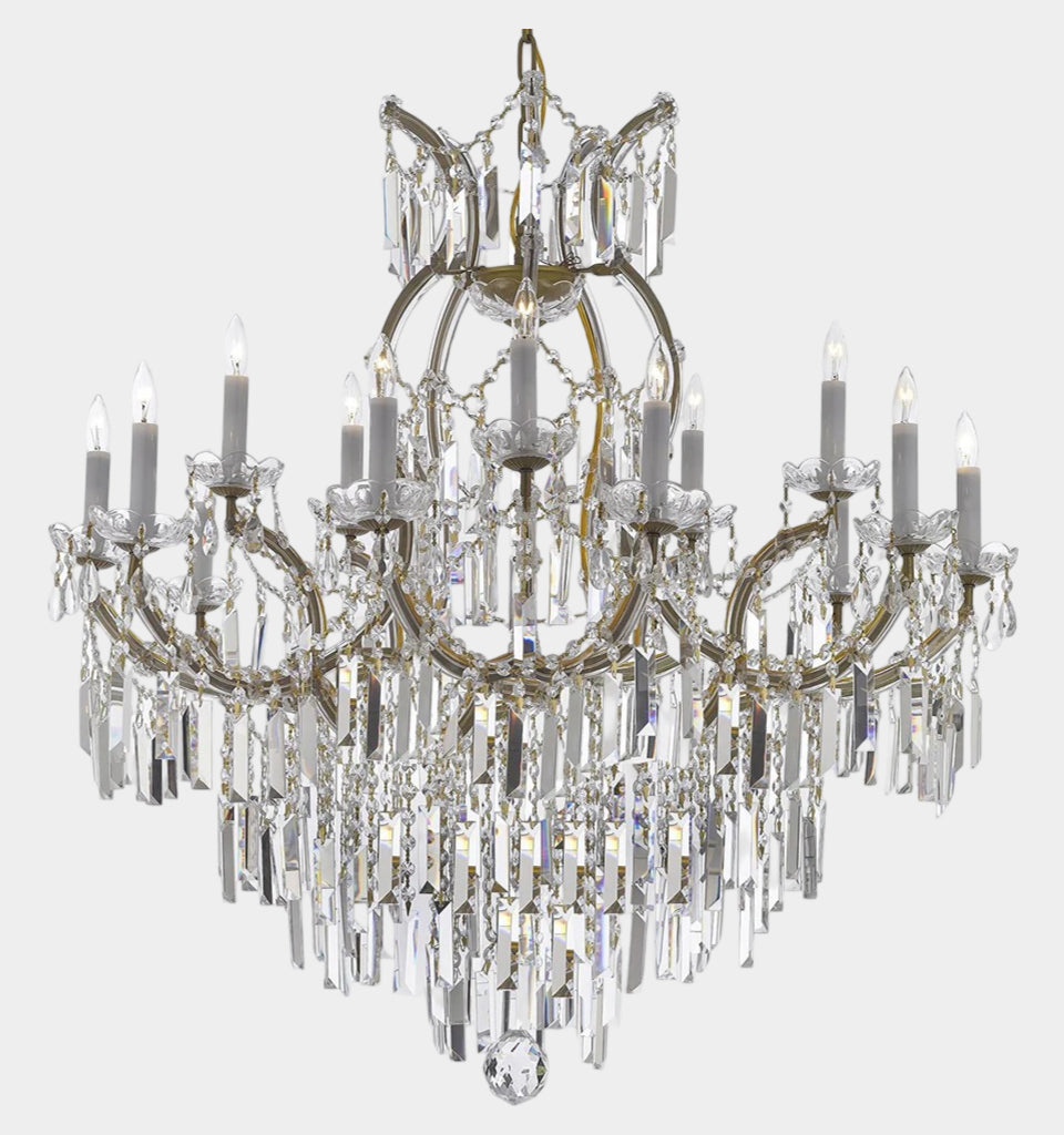 Maria Theresa Chandelier Crystal Lighting Chandeliers with Optical Quality Fringe Prisms! Great for the Dining Room, Foyer, Entry Way, Living Room!