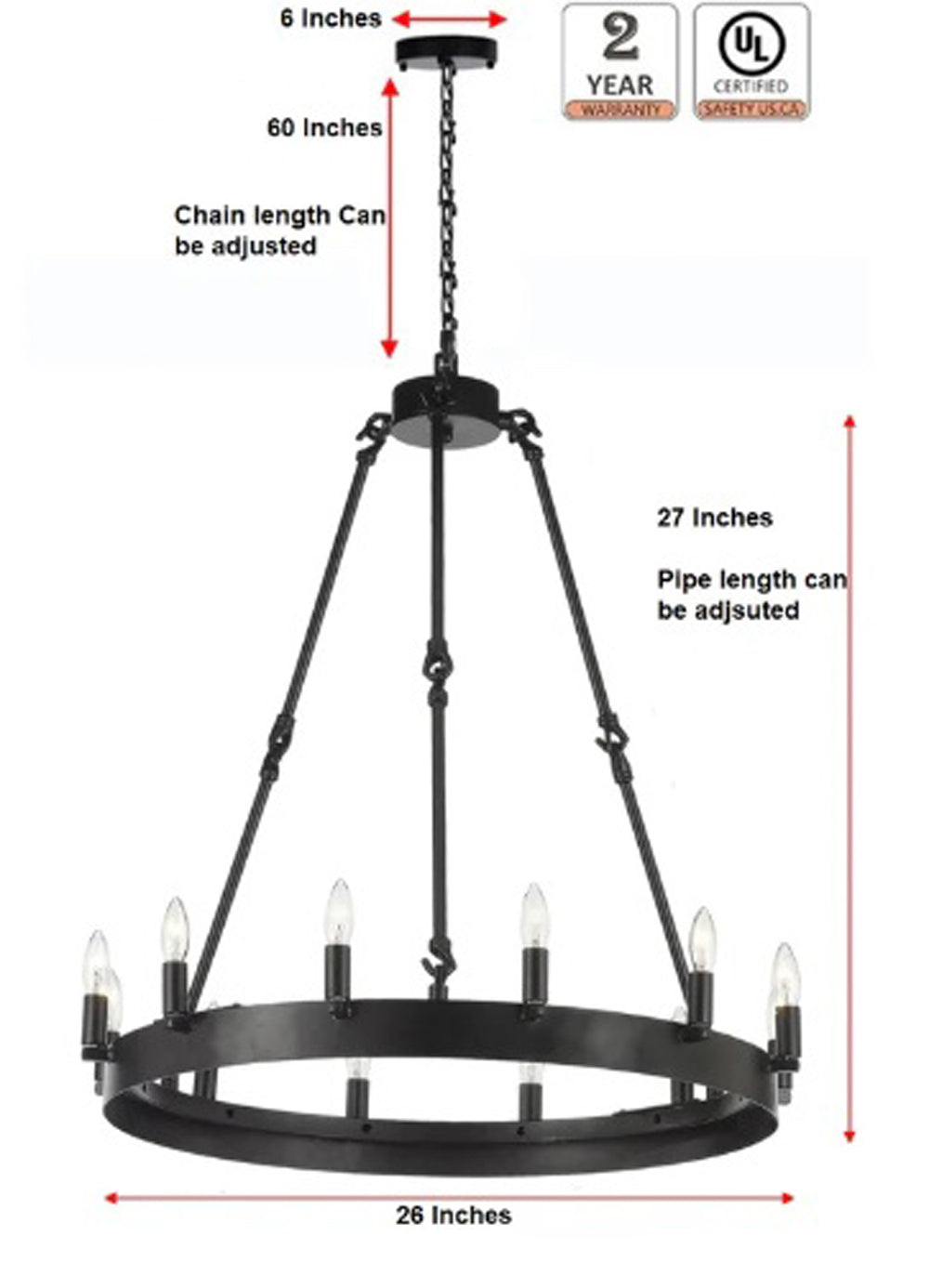 Huge outdoor indoor modern rustic elegant metal rod iron chandeliers lighting| Width 26 inches Height 27 inches