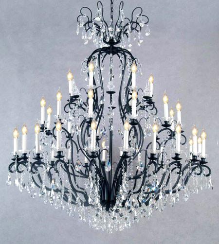 Wrought Iron Crystal Chandelier Chandeliers Lighting H72" x W60" - Perfect for an Entryway or Foyer!