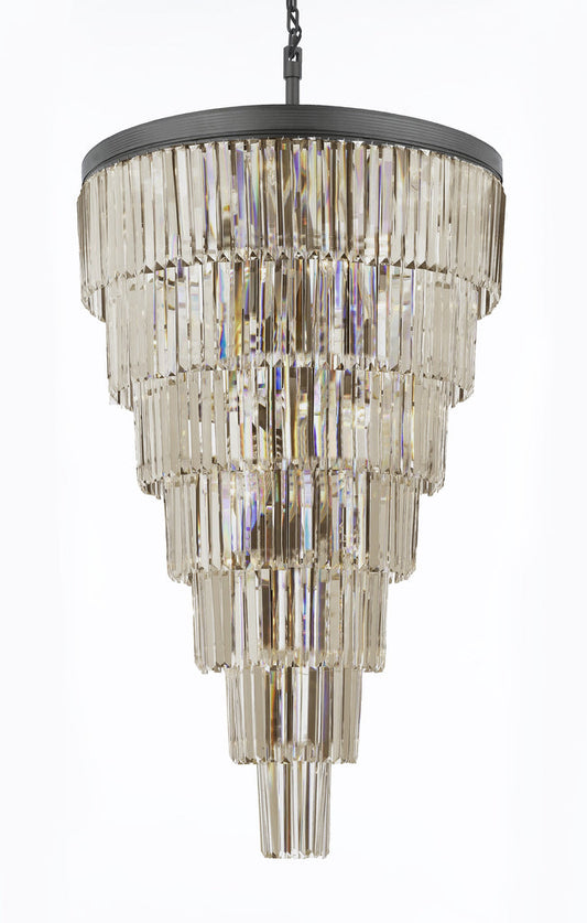 Retro Palladium Empress Crystal (TM) Glass Fringe 7 Tier Chandelier - Elegant Lighting Fixture W30" x H49"
