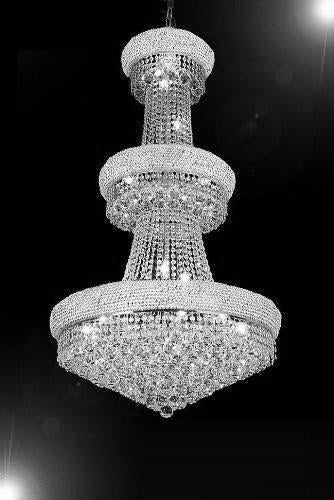 Opulent French Empire Crystal Chandelier H50" X W30" - Ideal for Entryways and Foyers