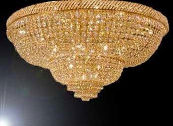 Elegant French Empire Crystal Flush Basket Chandelier Graceful Lighting for Your Space, H 29" W 50"
