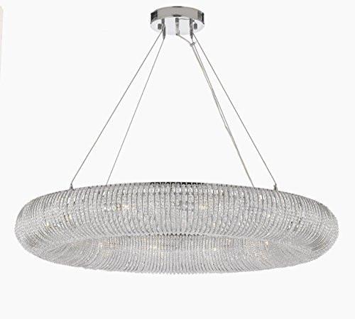 Contemporary Crystal Halo Chandelier - Floating Orb Design, 41" Wide, Ideal for Dining Room, Foyer, Entryway, Family Room, and More Silver !