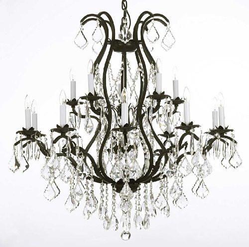 Wrought Iron Chandelier Crystal Chandeliers Lighting H36" X W36"