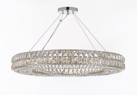 Contemporary Crystal Nimbus Ring Chandelier - 44" Wide, Ideal for Dining Room, Foyer, Entryway, Family Room, and More!