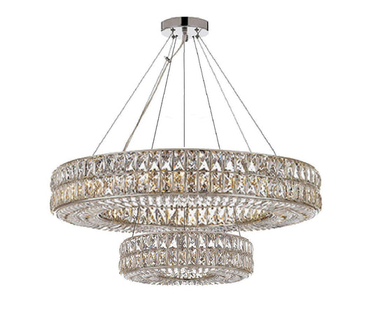 Modern Crystal Nimbus Double Ring Chandelier - 40" Wide, Perfect for Dining Room, Foyer, Entryway, Family Room, and More!