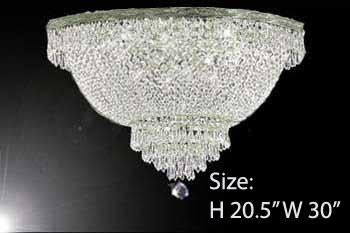 Radiant Elegance: Flush Basket French Empire Crystal Chandelier Lighting - Height 20.5", Width 30"