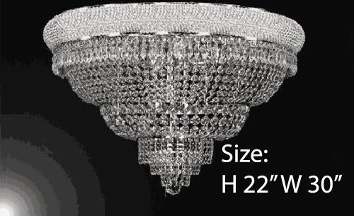 Silver French Empire Crystal Flush Chandelier Radiant Elegance, H22" x W30"