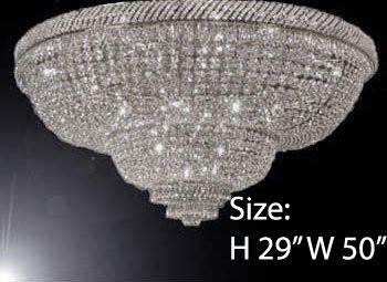 French Empire Crystal Flush Basket Chandelier Lighting H 29" W 50" - Illuminate Your Space with Timeless Elegance
