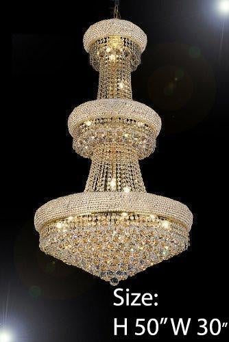 Elegant French Empire Crystal Chandelier H50" X W30" - Ideal for Entryways and Foyers