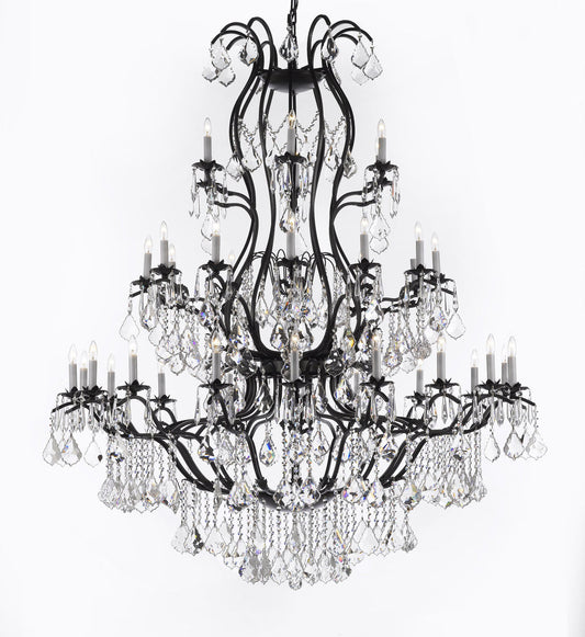 Foyer Large  / Entryway Wrought Iron Chandelier Lighting With Crystal H60" X W52"